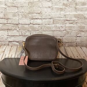 Quince taupe Italian leather crossbody purse